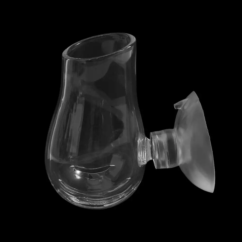 

Feed Tool Clear Fish Tank Feeder Glass Creative Feeding Cup with Suction Cup Practical Red Worm Feeding Bowl Eggs