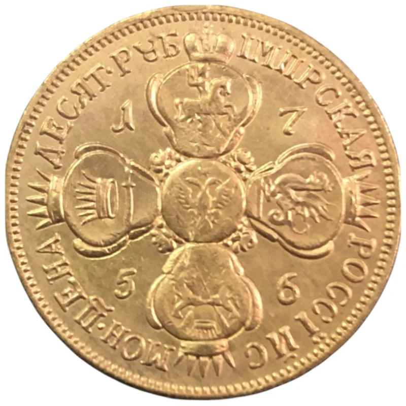 1756 Russia Empire 5 Rubles - Elizaveta Gold Copy Coin