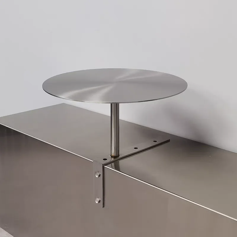 Stainless Steel Wall Table Commercial Round Bar Counter for Milk Tea Shop Coffee Table Space Saving