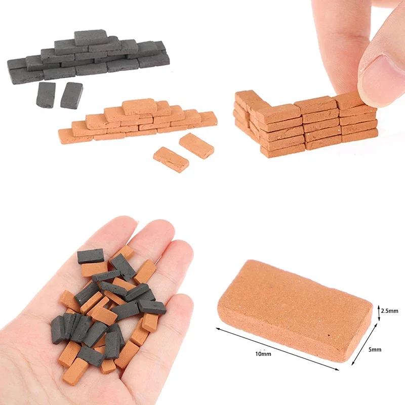 50 Uds Mini modelo de ladrillo DIY casa de muñecas en miniatura accesorio ladrillos de simulación juguetes para niños juego de casa 10*5*2,5mm