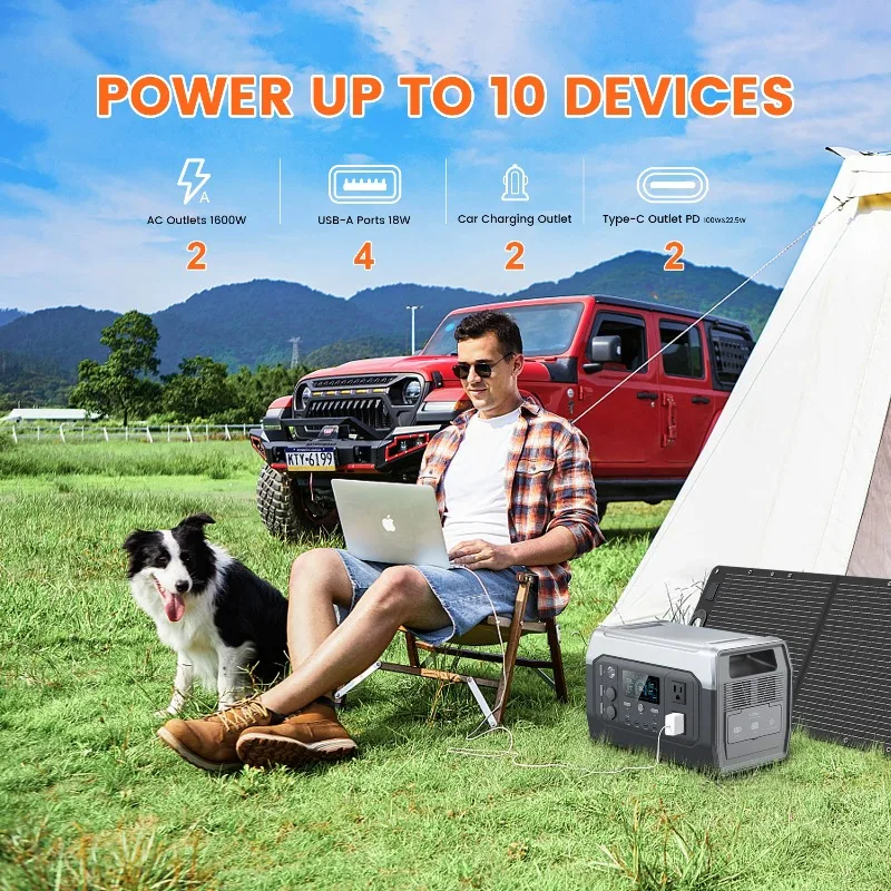 【Best-selling】 CTOLITY XP1000 1800W Portable Solar Generator Power Station 1024WH Lifepo4 Battery Camping Charging Outdoor Lapto view 4