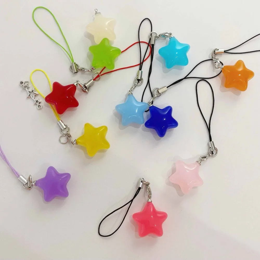 

Phone Lanyard Star Star Phone Strap Keychain Pendant Phone Hanging Rope Candy Color Stylish Mobile Phone Chain Girl Jewelry
