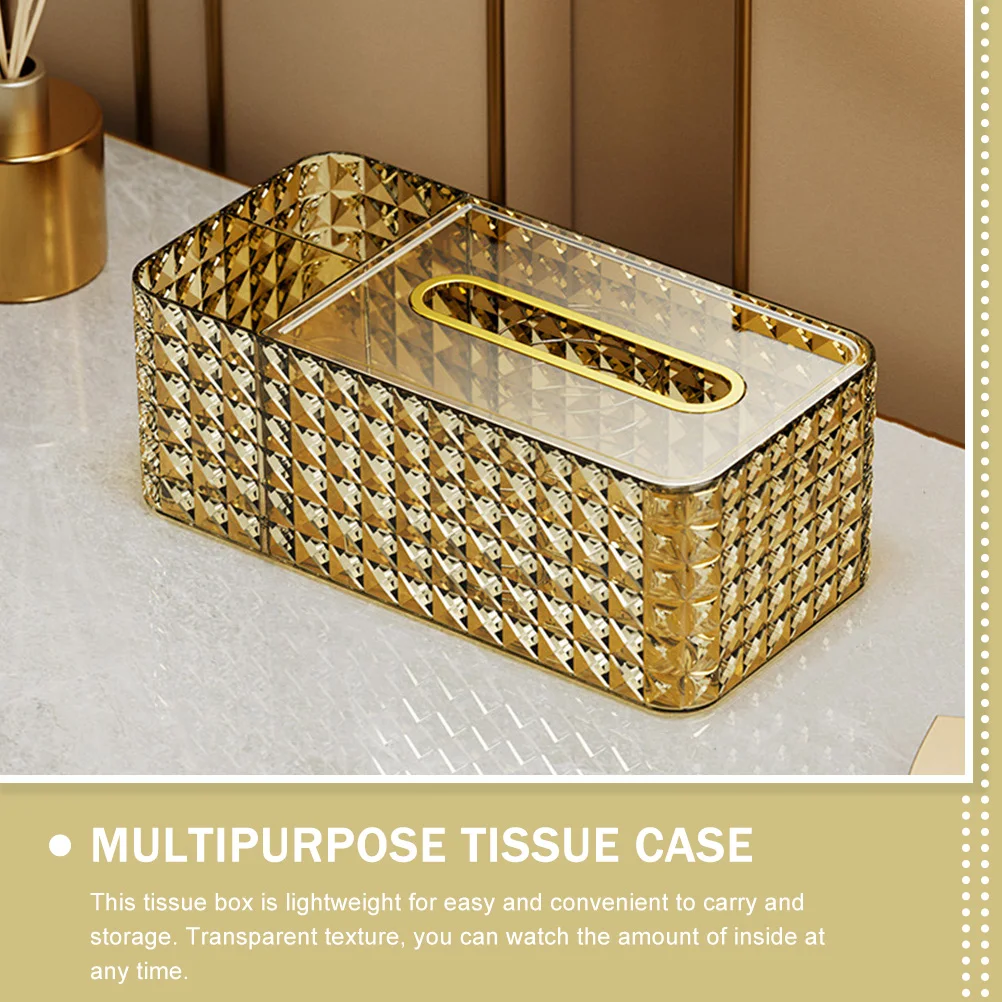 

Luxury Gold Plated Desktop Tissue Box Hotel Compartment Storage Transparent Lightweight Napkin Holder Non-Slip Multifunctional