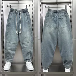 Harem Denim Pants 2025 American Retro Jeans Summer Thin Loose elastic waist Harem Jeans High Quality Luxury Brand  Men Clothing