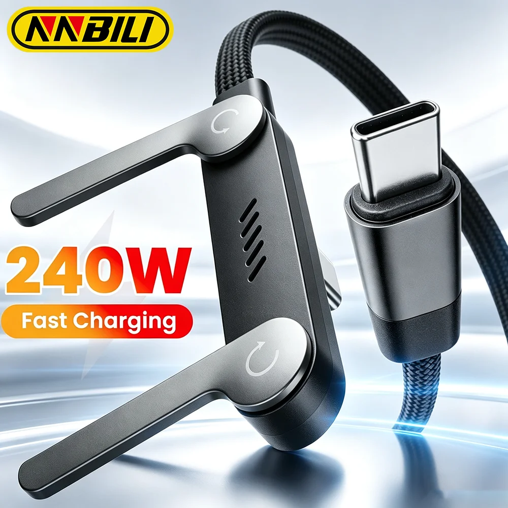 NNBILI 3/1Pcs 240W PD Fast Charging USB C to Type C Cable with Foldable Stand Phone Holder For iPhone 18/17/16 Pro Xiaomi HUAWEI