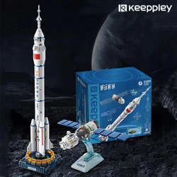 keeppley Long March 2F launch vehicle building blocks manned space  mission series Shenzhou Spaceship model birthday gift