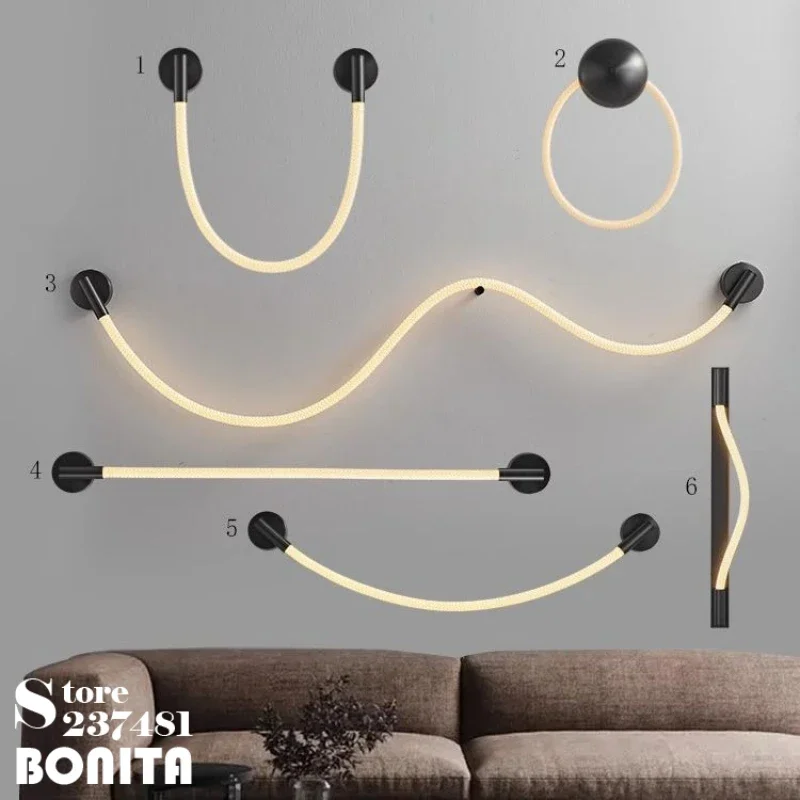 Modern Bedroom Hallway Bedside LED Technology Optical Silicone Line Wall Sconce DIY Optical Woven Fiber Rope Luminous Wall Light