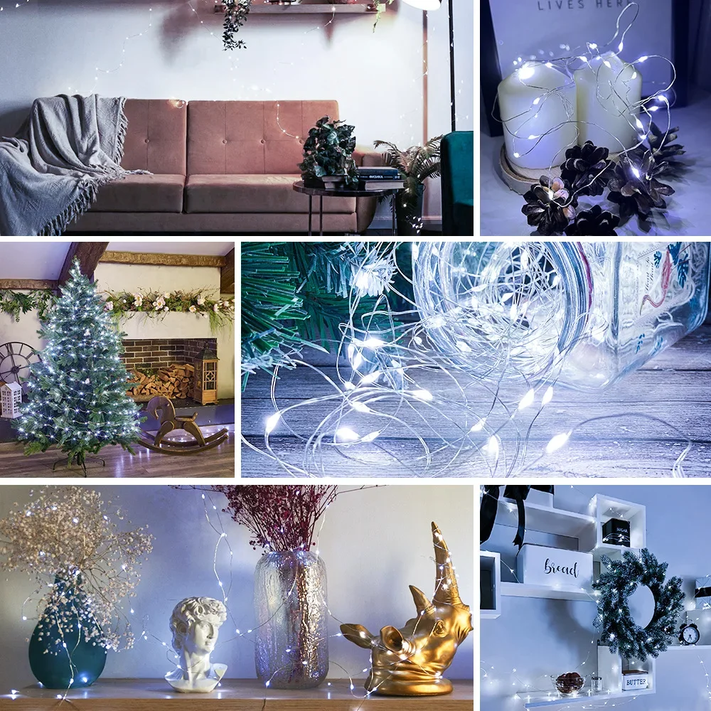 LED Waterproof Remote Copper Wire 5M/10M/20M/30M USB 8Modes String Fairy Light for  Party New Year Xmas Christmas Decoration