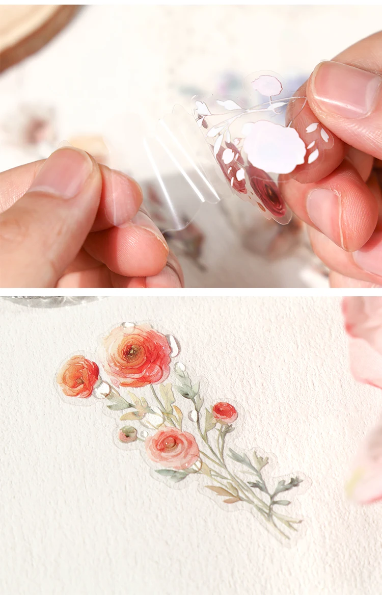 30 teile/paket Vintage Blumen PET Aufkleber DIY Dekorative Junk Journal Aufkleber Für Sammelalbum Label Tagebuch Album Planer – Detail 3