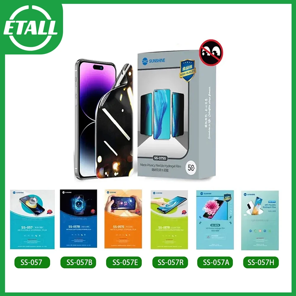 50pcs Sunshine Flexible Hydrogel Film SS-057 SS-057A SS-057R SS-057 SS-057S SS-890C  TPU Privacy Screen Protective Film