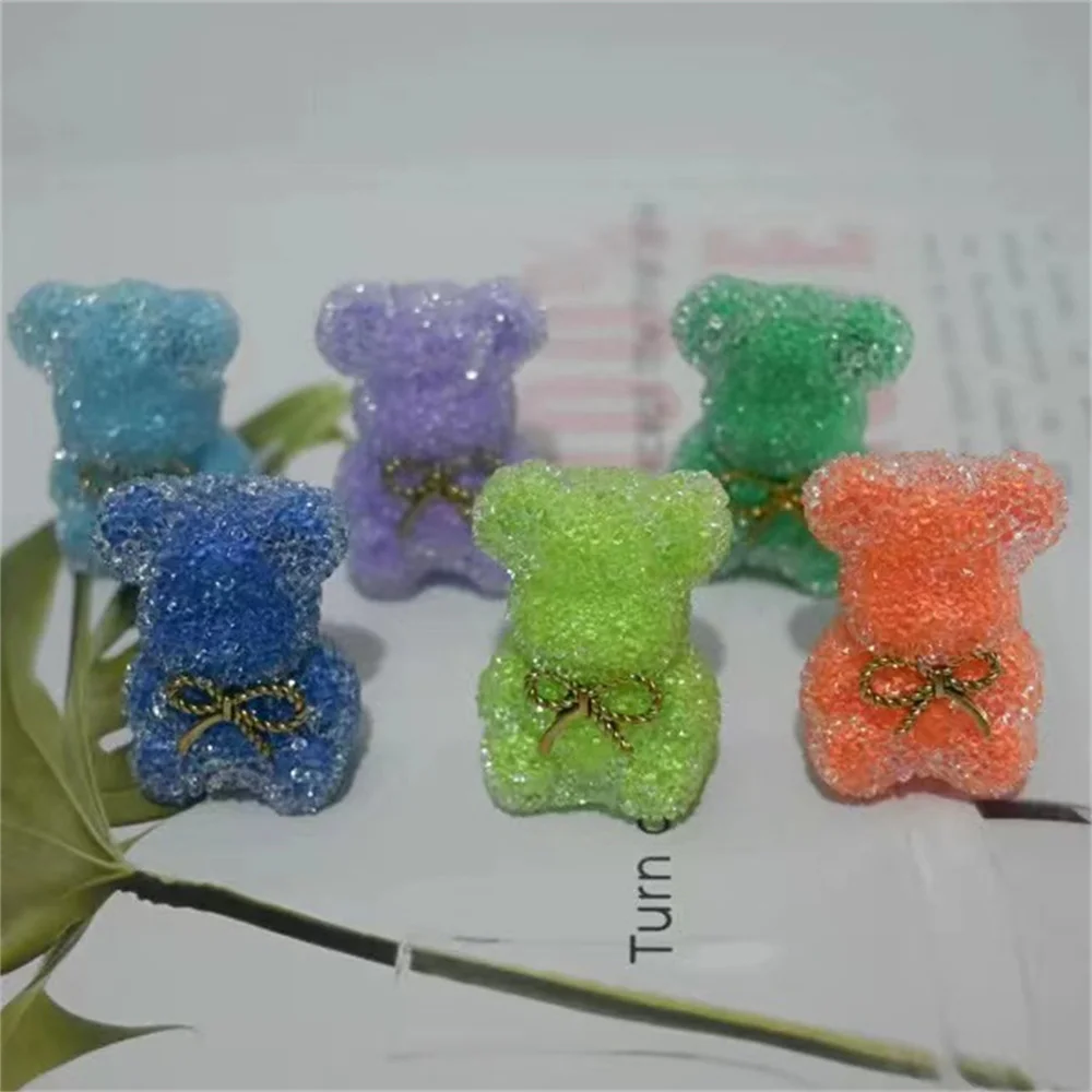 ST30 Cartoon Bear Sugar 3D Straight Hole Bead DIY Jewelry Phone Chain Car Hanging Keychain Accessories Handmade Material