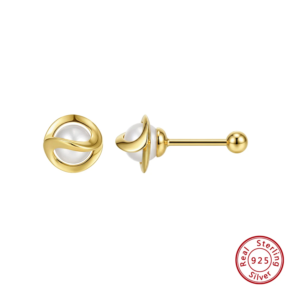 

Kiss Mandy 925 Sterling Silver 6MM Freshwater Pearl Bead Stud Earrings Daily Wear Elegant Fashion Jewelry Accessories GPE136
