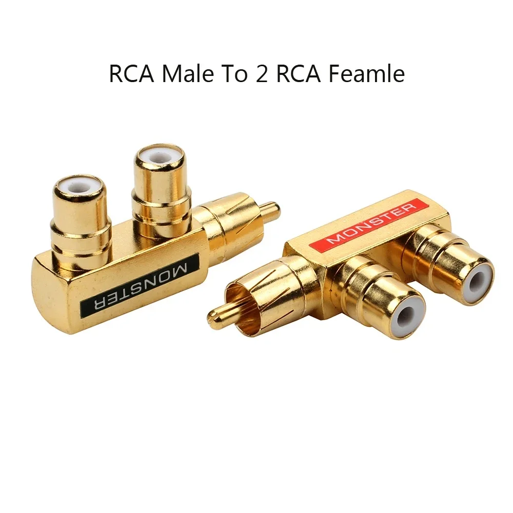 R1776 HIFI 90degree RCA Plug Male To 2RCA Female Adapter Connector Plug Hi-End RCA Jack Connector