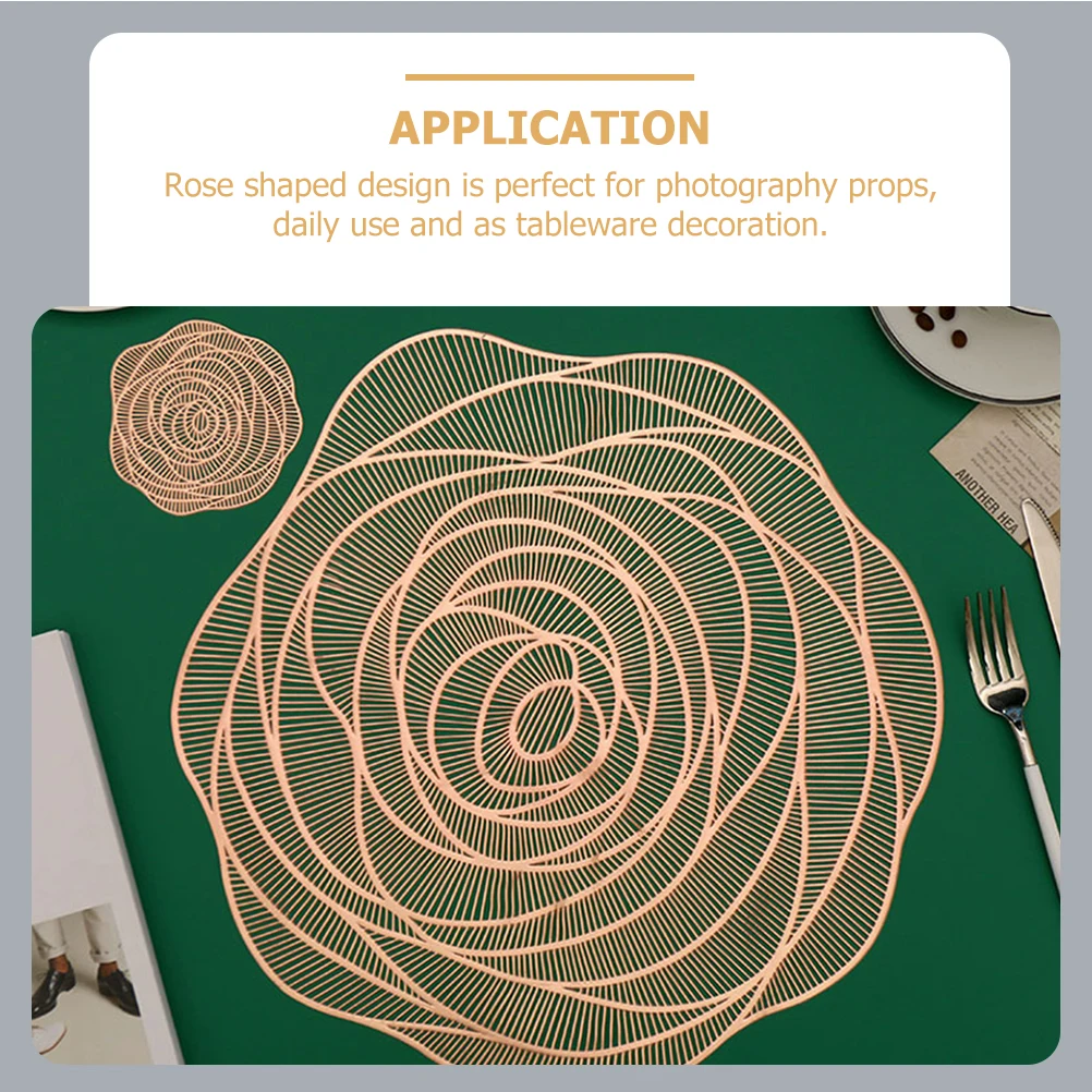 

2 Pcs Hollow Placemat Warm Thermal Dining Rose Heat Insulation Tableware PVC Dinnerware Heat-resistant Plate Pad