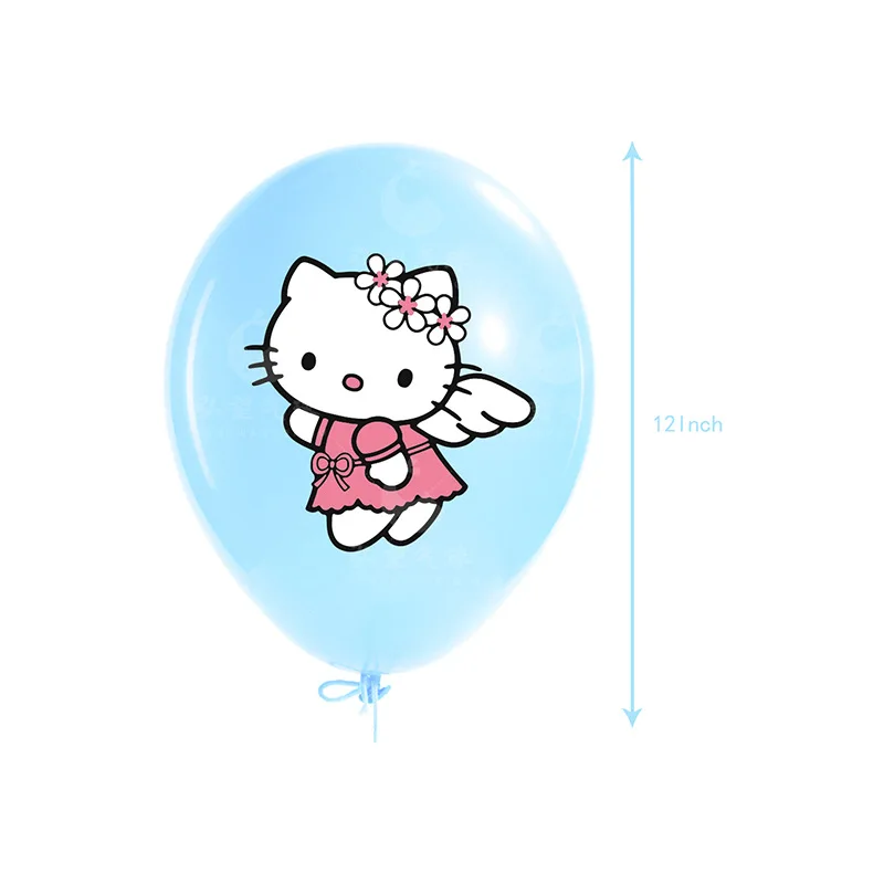 Hello Kitty Cartoon Latex Balloons Set, Decoração de Aniversário Infantil, Baby Shower, Girl Toys, Family Party, 12 ", 12Pcs