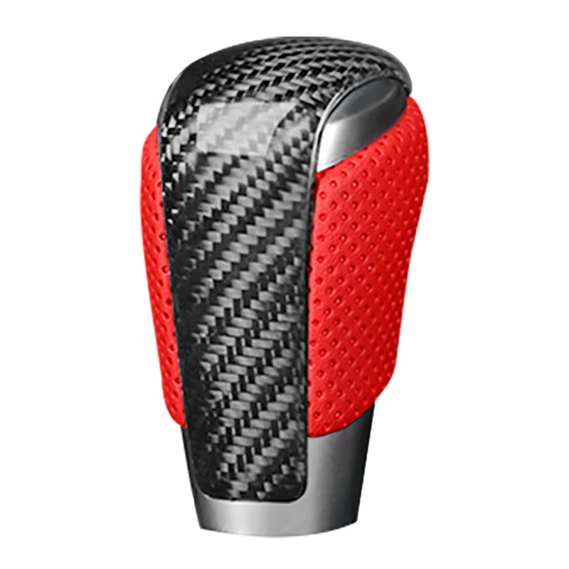 

Carbon Fiber Leather Gear Shift Knob Gear Head Shift Knob Cover Modified Replacement for Mazda Axela CX-5 Atenza Red