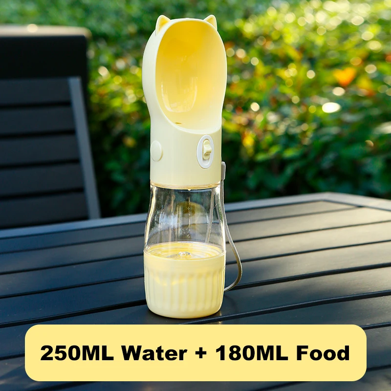 Portable Dog Water Bottle With Food Cup For Small Large Dog Cats Outdoor Walking Drinking Feed Dispense French Bulldog Supplies