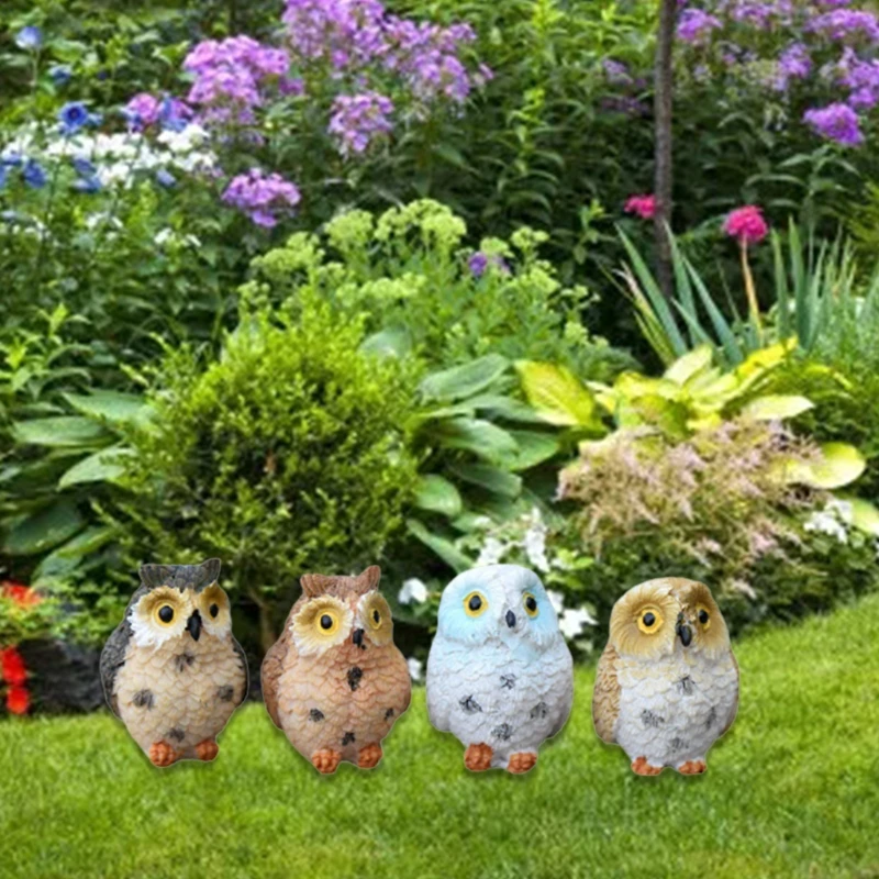 Miniature Resin Night Owl Figurine Fairy Garden Mini Animal Statue Toy for Micro Landscape Plant Pots Moss Terrarium Bonsai DIY