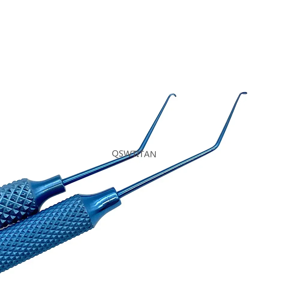 เครื่องมือผ่าตัดตา QSWTITAN แบบตะขอเกี่ยวตา สำหรับผ่าตัดเปลือกตาสองชั้น  แบบคูกเลน  ขนาด 110 มม./115 มม.