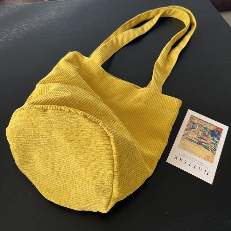 Borsa a secchiello da donna in velluto a coste di grande capacità semplice moda tinta unita borse a tracolla femminili morbide borsa da donna Casual