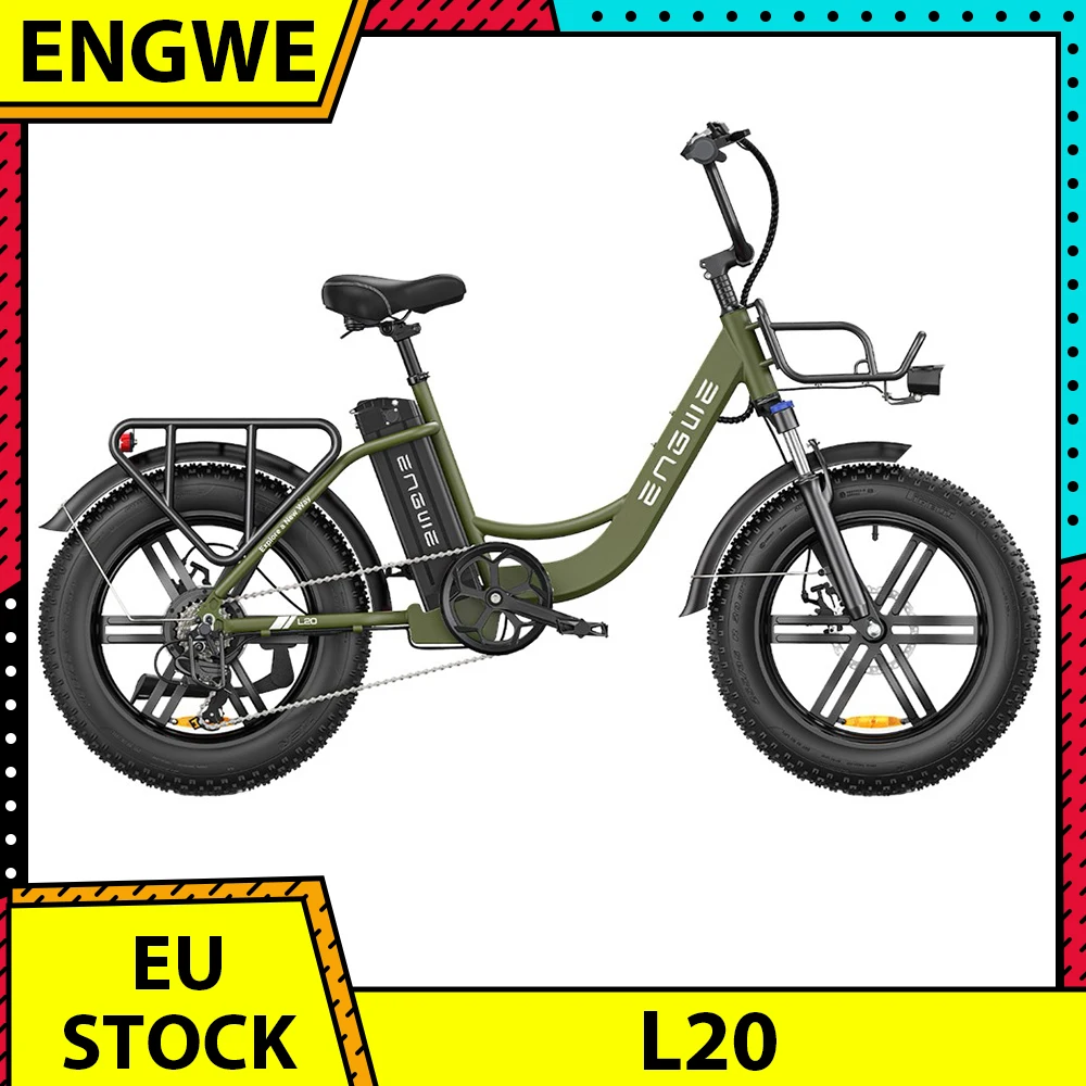 ENGWE L20 Electric Bike 20*4.0 inch Fat Tire 250W Motor E-Bike 25km/h Max Speed 48V 13Ah Battery 140km Mileage Max Load 120kg