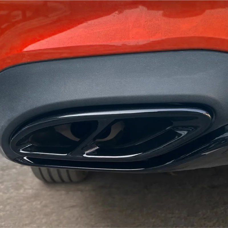 Shiny Black ABS Exhaust Tip Cover Tail Throat Muffler Pipe For Mercedes-Benz C-Class W206 C200 C260 C300 2022+ AMG