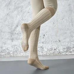 New Silicone Non-slip Pilates Yoga Socks Casual Fashion Striped Sports Socks Women Soft Cotton Breathable Knee Socks Stockings