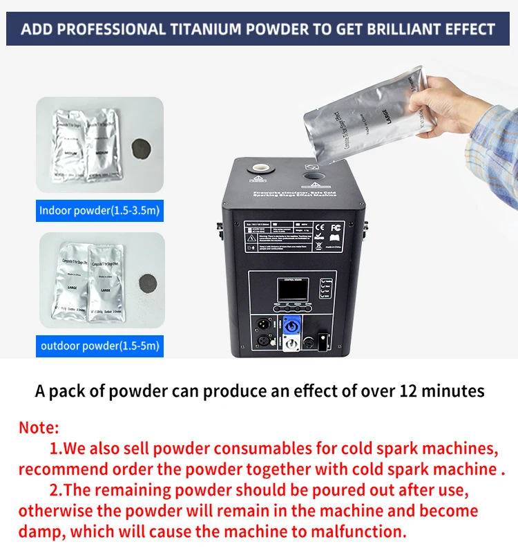 Imagem -06 - Máquina de Faísca Fria com Tela Lcd 750w Dmx Controle Remoto dj Palco Casamento Fogo de Artifício