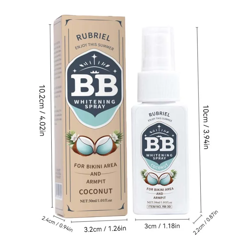 30ml BB Whitening Spray Waterproof Facial Sunscreen Protection Toning Sunblock Spray Bleach Armpit Whitening Underarm BB Cream