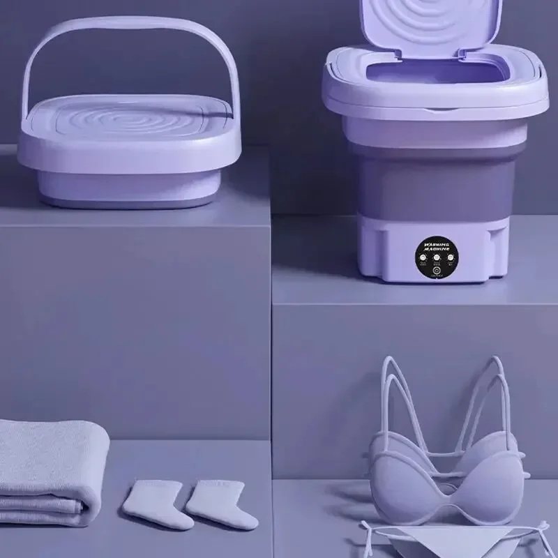 8L Portable Small Foldable Washing Machine with Spin Dryer for Socks Underwear Panties Washer Household Mini Washing Machine