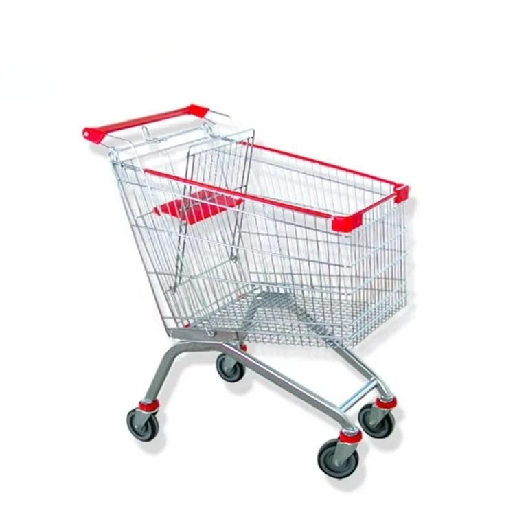 

Wholesale 4 Wheel Hand Push Steel Store Cart Folding Shopping Trolley Cart Supermarket Shopping Market Trolley Cart