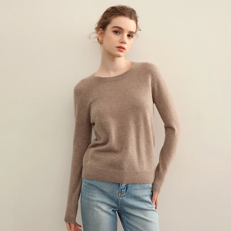 

A-Class 100% Pure Cashmere Sweater Women's Round Neck Pullover Sweater Slim Fit Fashion Knitted Sweater Long Sleeved Luxury Tops