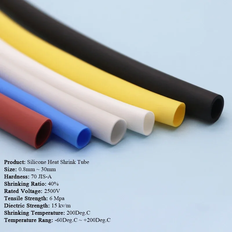 Diameter 0.8~30mm Silicone Heat Shrink Tube Flexible Cable Sleeve Insulated 2500V High Temperature Soft DIY Wire Wrap Protector