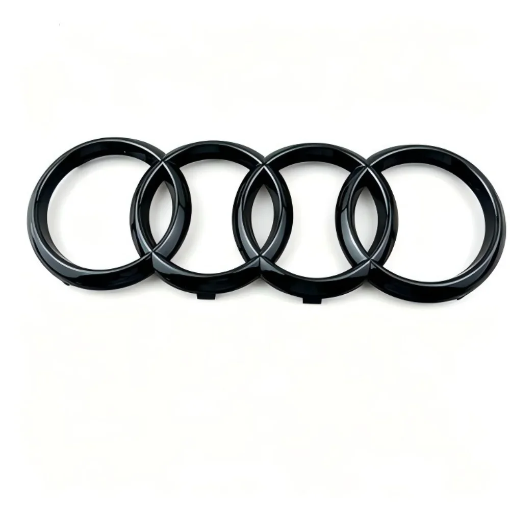 For Audi Quarrto ABS 4-Ring Logo A4 2018-2023 Glossy Black Car Emblem Front Grill Rear Trunk Sline Badge Sticker Accessories