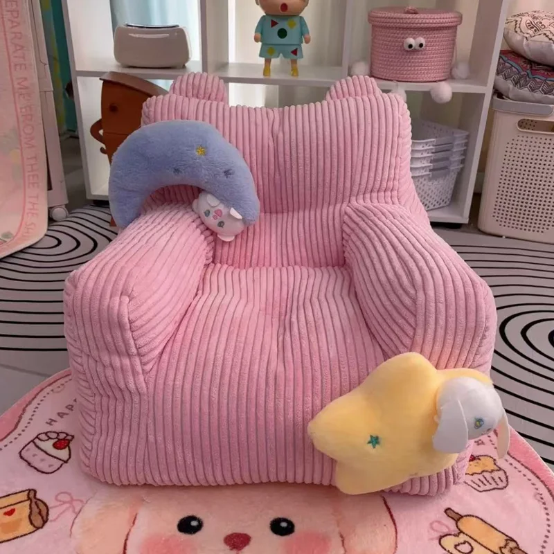 Cute Children's Sofa Bean Bag Baby Lazy Sofa Wool Fabric Small Cotton And Linen Lamb's Seat Chair Removable And Washable Couch