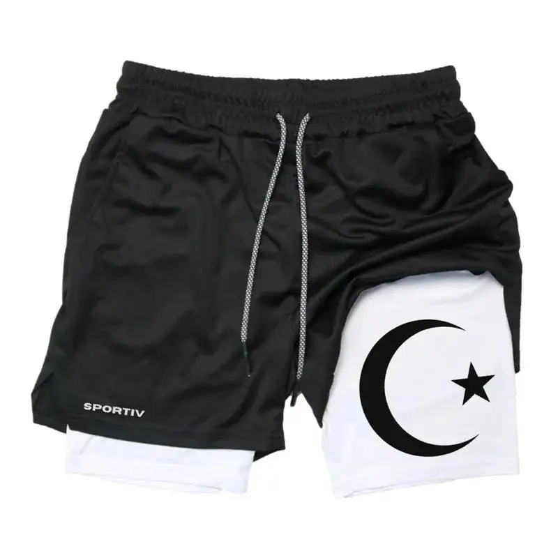 Breathable 2-in-1 Casual Workout Running Shorts for Men Fitness Gym Sport Quick Dry with Pocket Towel Activewear Loop Cycling