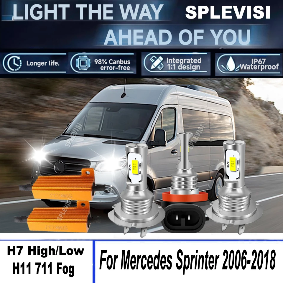 

H7 H7 H11 LED Headlight Fog Light optimized compatibility For Mercedes Sprinter 2006 2007 2008 2009 2010 2011 2012 2013-2018