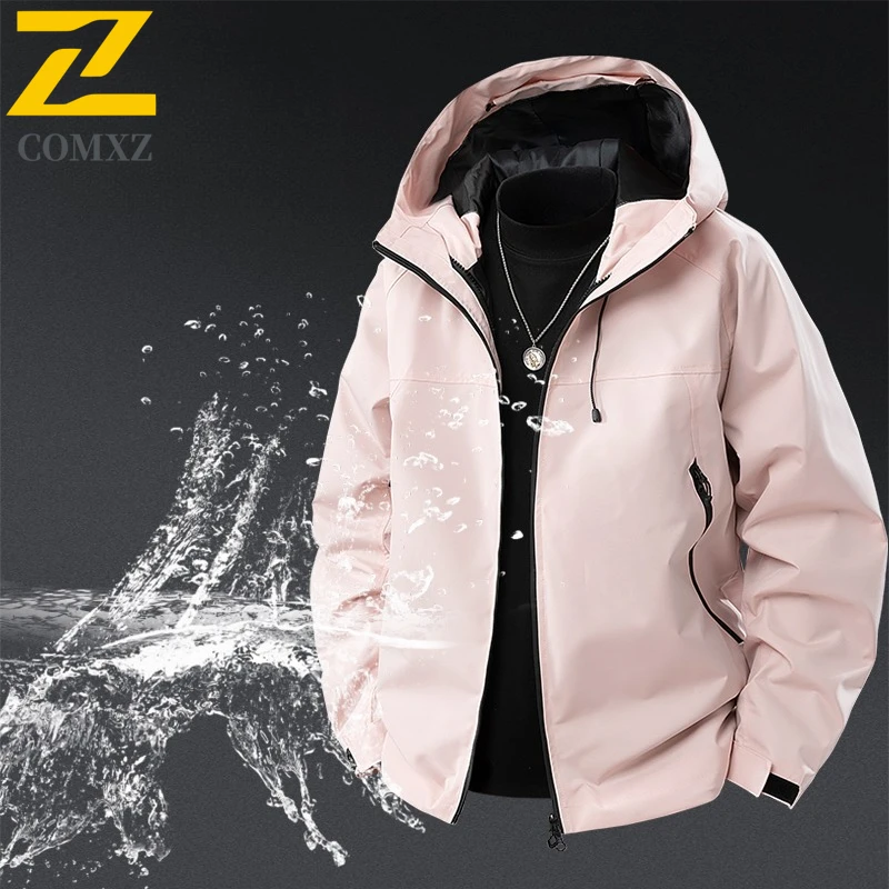 

Outdoor Patchwork Jacket Waterproof Hooded Windbreaker Hiking Mountain Adventure Coat Lightweight Fly Fishing Men's Sportswear
