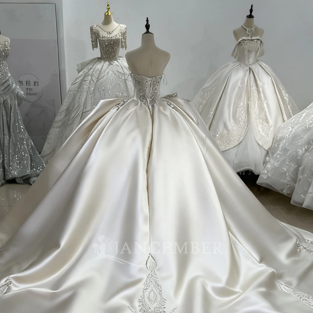 민소매 공주 웨딩 드레스 새틴 볼 가운 신부 드레스 맞춤 제작 웨딩 드레스