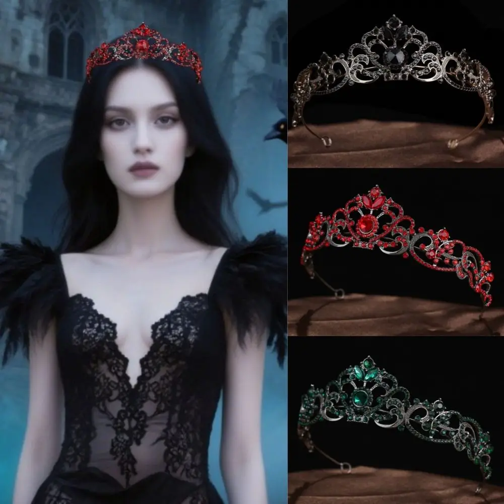 Rhinestone Halloween Black Crown Luxury Hair Jewelry Baroque Pageant Crowns Sparkling Headpieces Crystal Cake Topper