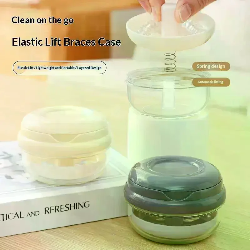 /ACR/Lift Aligner Retainer Denture Case Layered Design Leakproof Structure For Daily Travel Oral Care Spring
