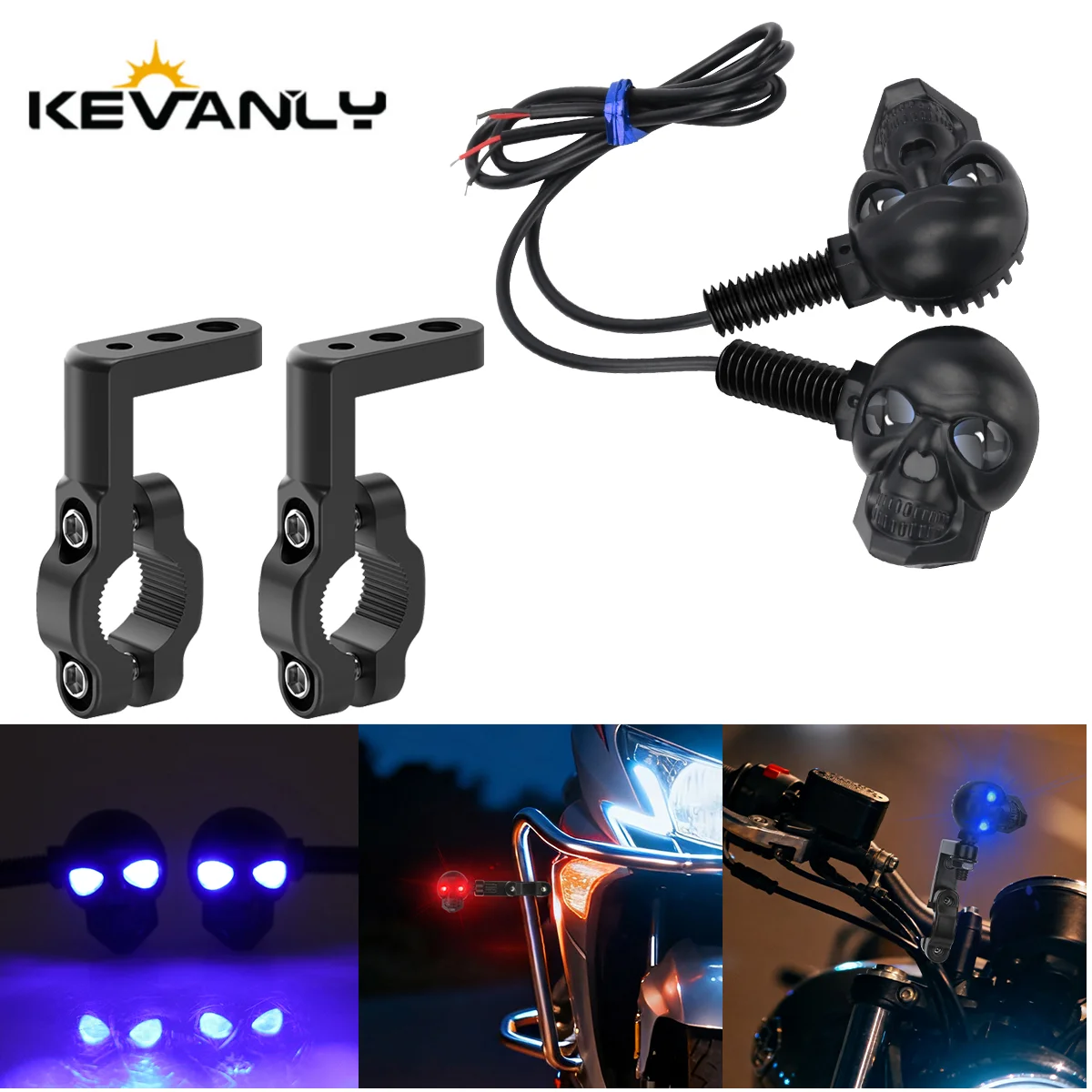 

2pcs Mini Motorcycle Led Turn Signal Light Skull Shape DRL Skull-shaped Eagle Eye Spotlight with Handle Bracket for honda yamaha