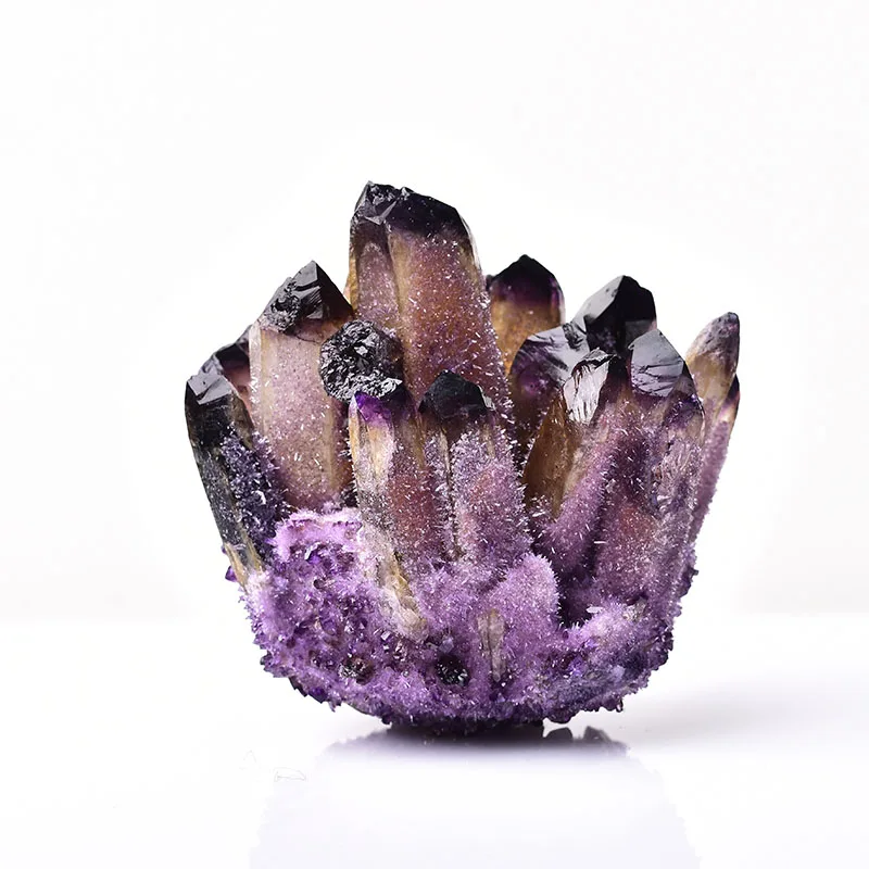 

Натуральный кристаллический кластер Аметист Образец Минеральная руда Желтый Зеленый Фиолетовый Кварц Рейки Исцеляющий камень Необработанные кристаллы Домашний декор