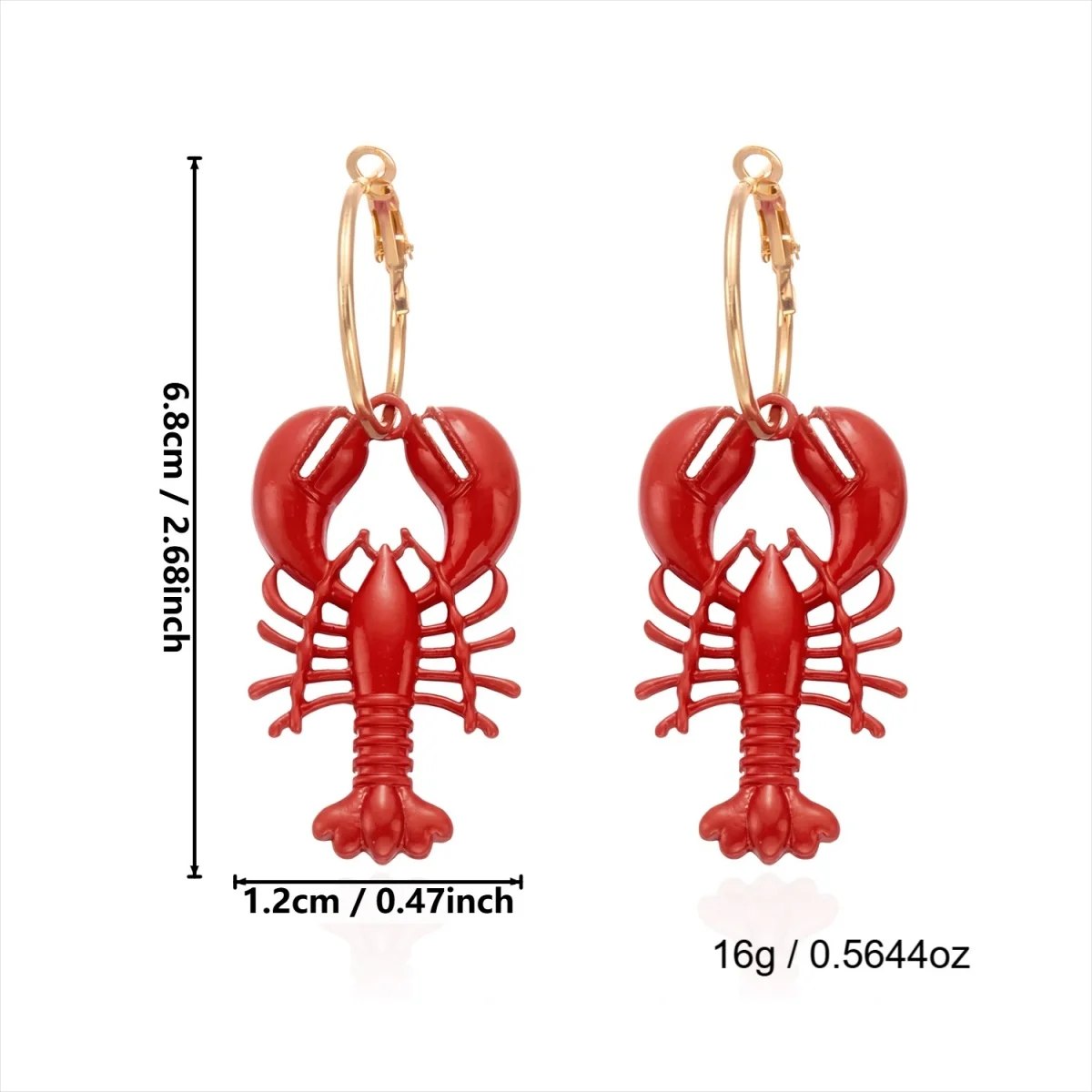 Kreative, übertriebene rote Strass-Hummer-Ohrhänger für Damen und Herren, glänzende, modische Meerestier-Sommerohrringe, Partyschmuck – Detail 38