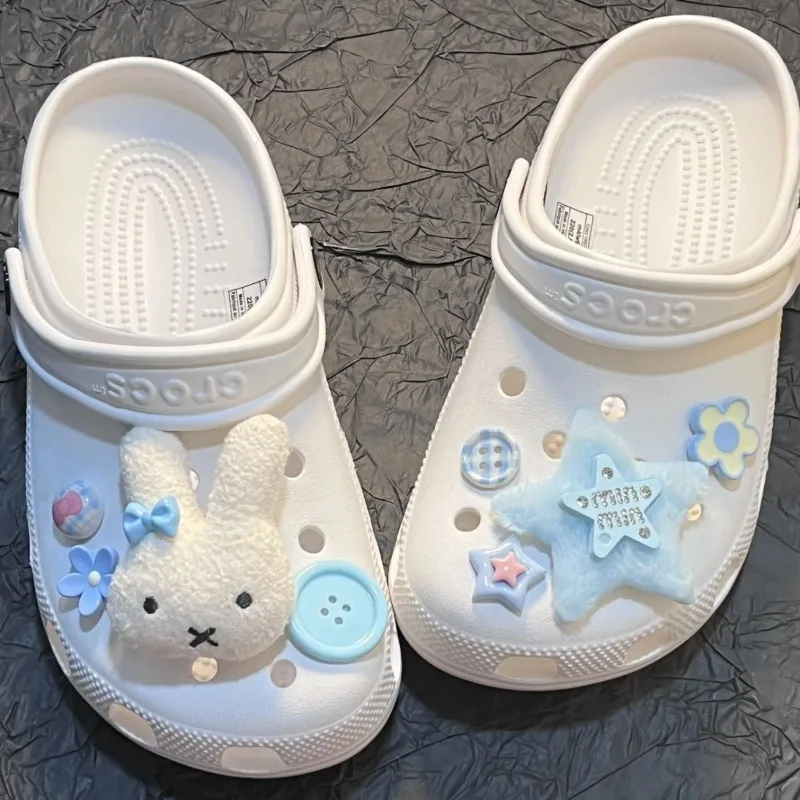 

Новые плюшевые туфли Miffy с милыми цветочными пряжками, мультяшные аксессуары для рукоделия, съемные украшения, подарок для девочки (только туфли, цветок)