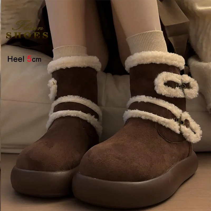 

Зимние ботинки на толстой подошве, женские короткие ботинки, зимние плюшевые утепленные пуховые теплые хлопковые туфли, модные повседневные туфли на плоской подошве, ботинки