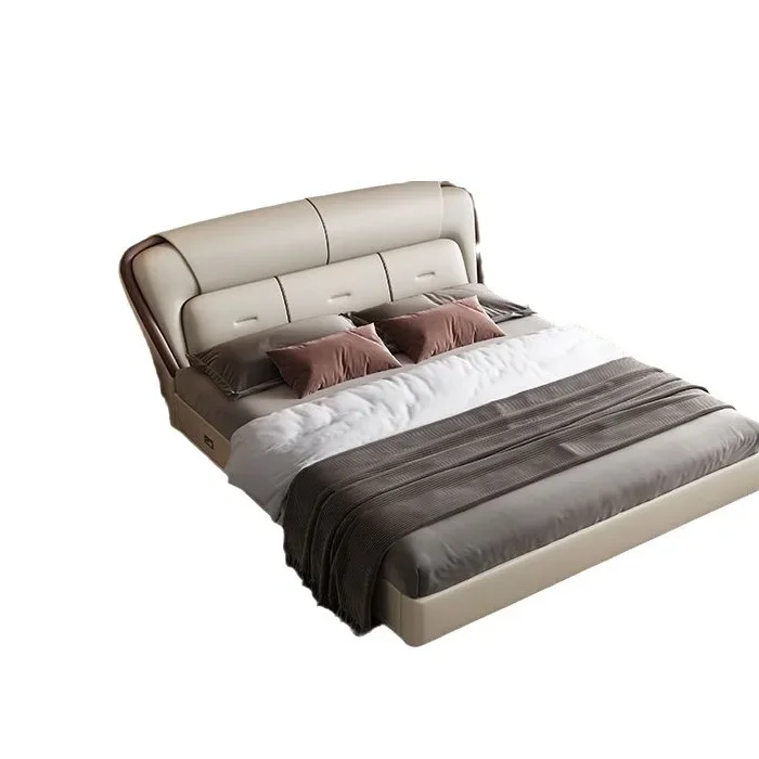 

Simple modern technology cloth floor-to-ceiling bed, light luxury master bedroom tatami leather bed