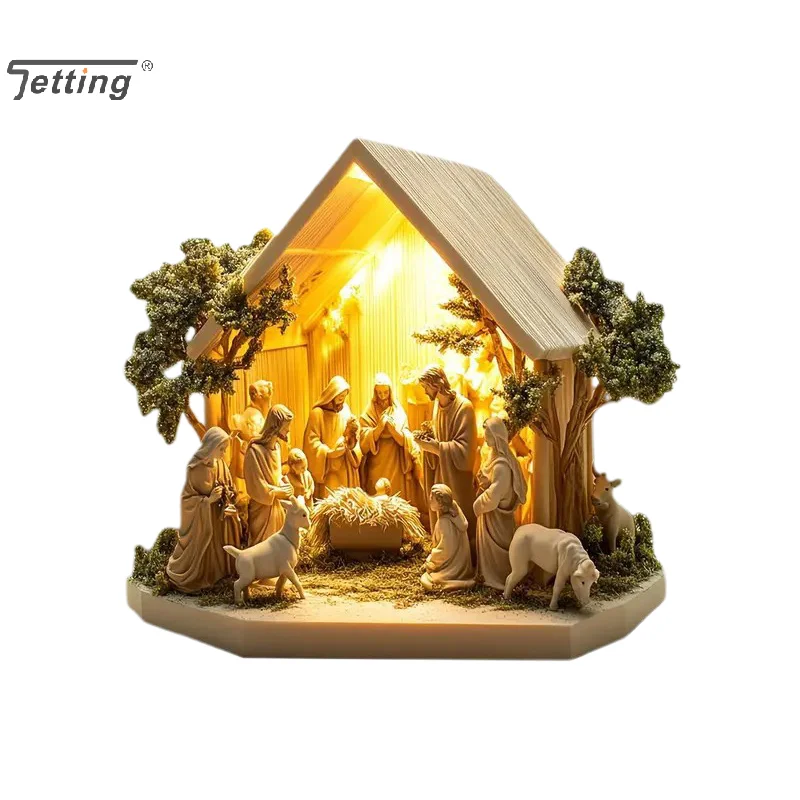 2026 جديد المهد يسوع الولادة المشهد عيد الميلاد الجدول محور ملحق 2D شقة الاكريليك للمنزل مكتب الديكور حزب الحلي #6