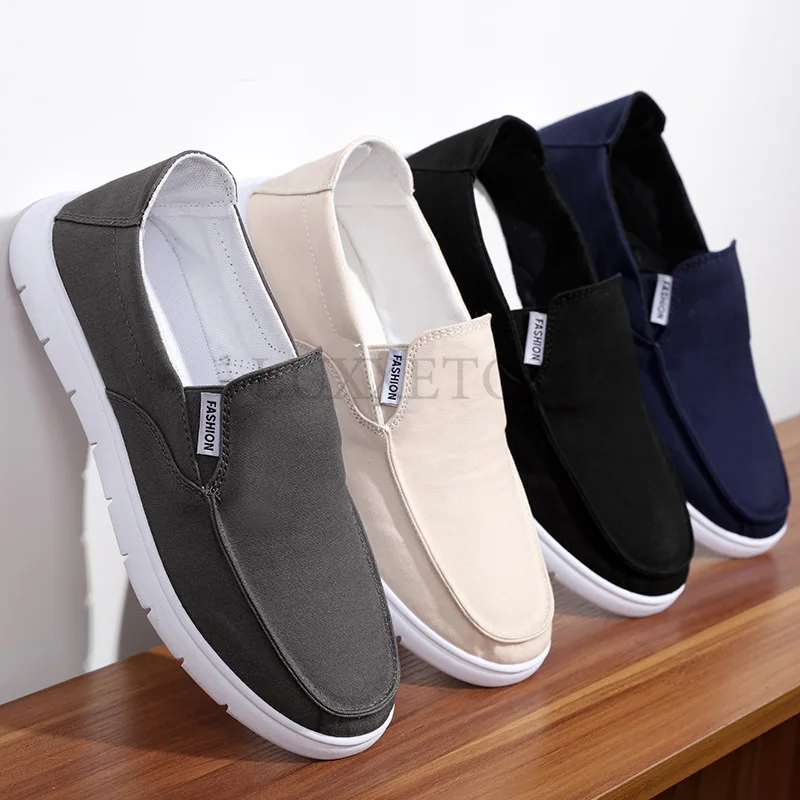 Fashion Slip-on Men\'s Canvas Shoes Breathable Lightweight Comfortable Men Shoes Summer Men\'s Casual Shoes Lazy Flat Shoes