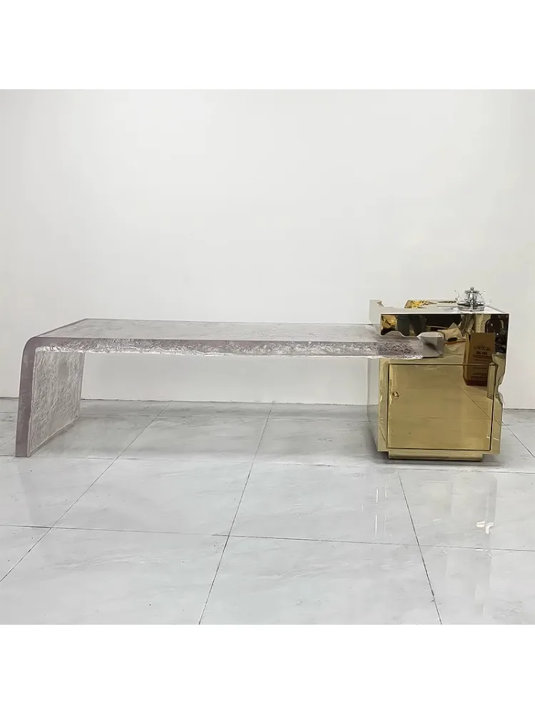 Crystal transparent epoxy irregular coffee table acrylic irregular shaped coffee table